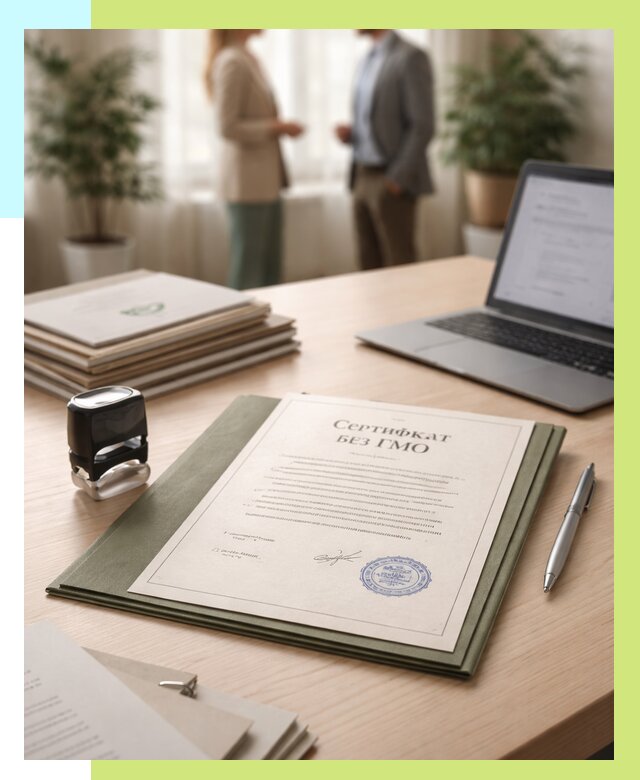 Сертификат без ГМО в Луховицах от 7759 р. оформить срочно Алешин-Лхв